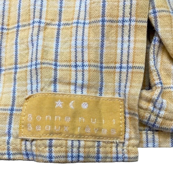 PASTEL yellow plaid gingham cropped button front tank top - Picture 5 of 6